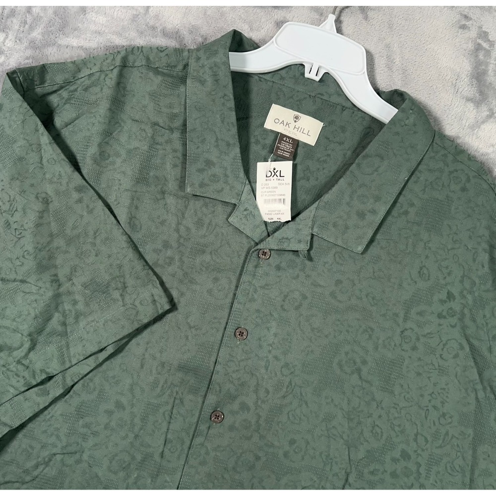 Oak Hill Short Sleeve Button Up Shirt Mens 4XL New Green Floral Big Tall